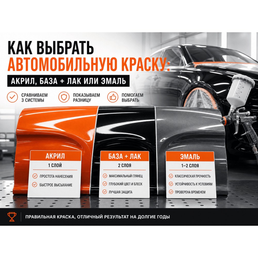 Как выбрать автомобильную краску: акрил, база+лак или эмаль