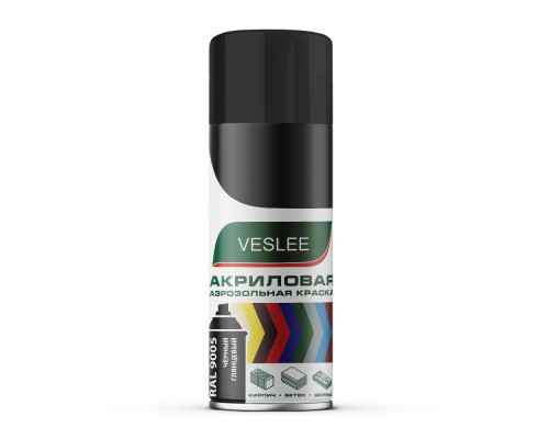 VESLEE ЧЕРНЫЙ ГЛЯНЦЕВЫЙ RAL 9005 аэрозольная краска 520мл (Глянцевый черный) VESLEE ЧЕРНЫЙ ГЛЯНЦЕВЫЙ RAL 9005 аэрозольная краска 520мл (Глянцевый черный)