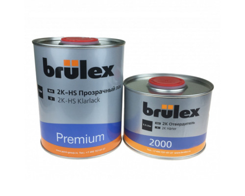 Brulex 2K-HS Premium Прозрачный Лак + Standard 2000 Отвердитель, 1л+0,5л.