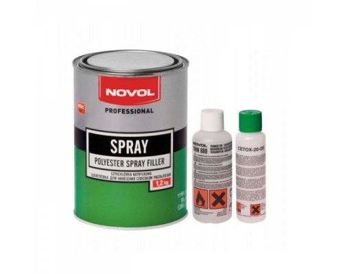 NOVOL SPRAY Шпатлёвка жидкая 1,2кг + 0,08л (Разбавитель) + 50 мл (Отвердитель)