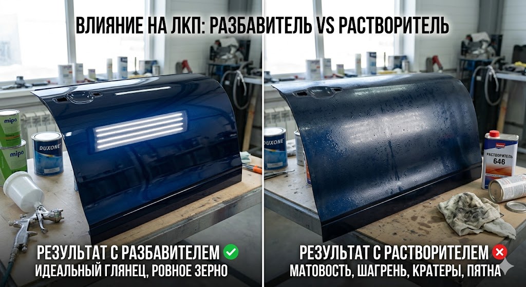 Дефекты покраски авто при замене разбавителя растворителем